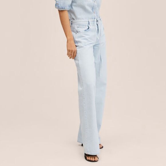 Mango Wideleg jeans with belt NWT size 2 - Picture 1 of 14